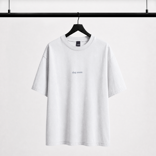 Dog Mum oversized white graphic tee front view — Fetch Club India
