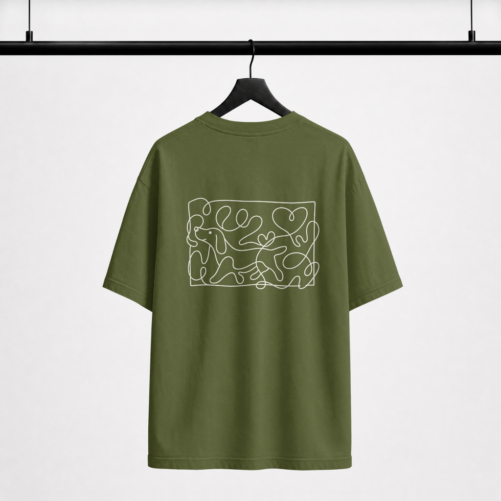 My Dog Said No oversized green tee back print — Fetch Club India