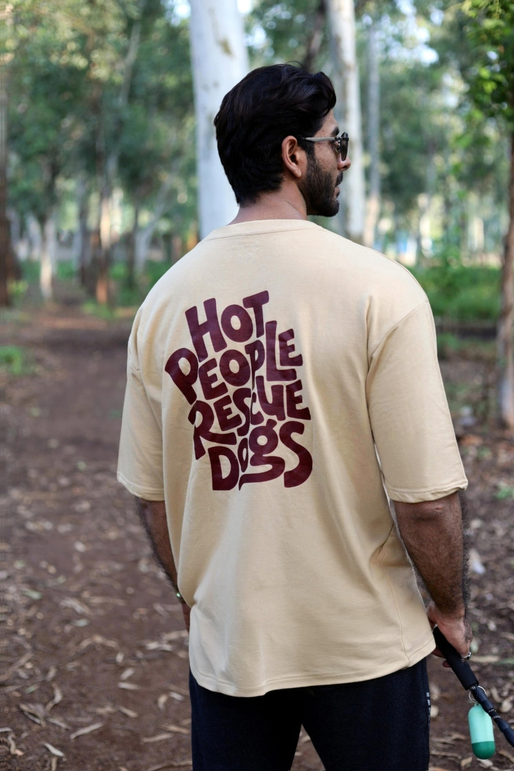 hot people rescue dogs oversized graphic tee back view - fetch club india